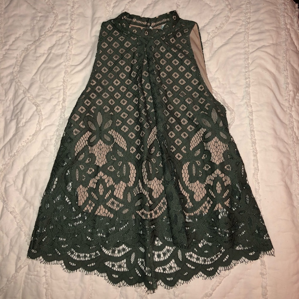 Army Green Lace Blouse